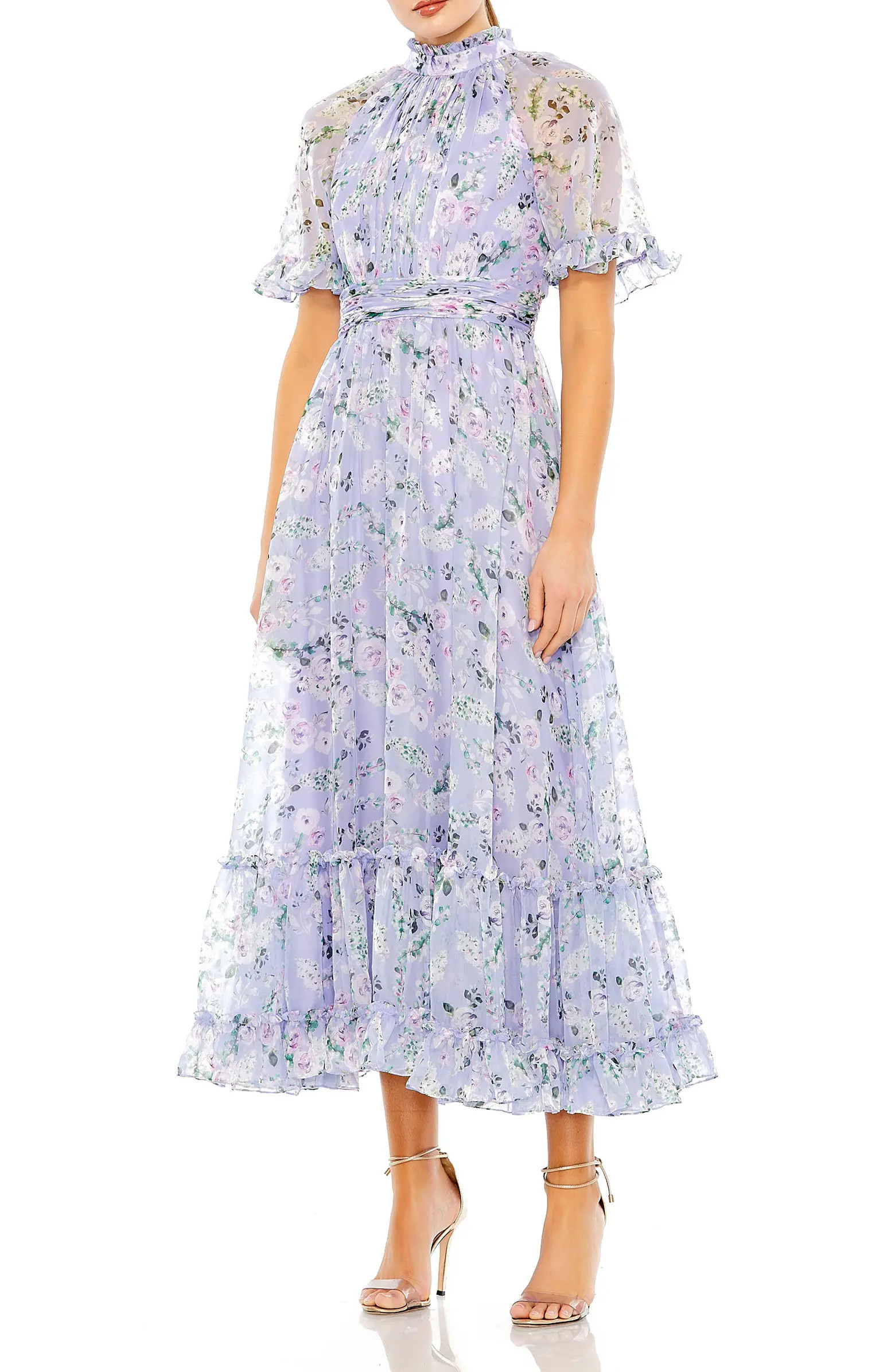 Floral Print High Neck Raglan Sleeve Dress | Nordstrom