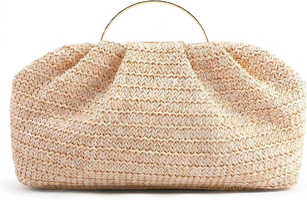 Straw Clutch Purses for Women Summer Beach Bag Woven Crossbody Bag Handbag Vacation Wicker Purse | Amazon (US)