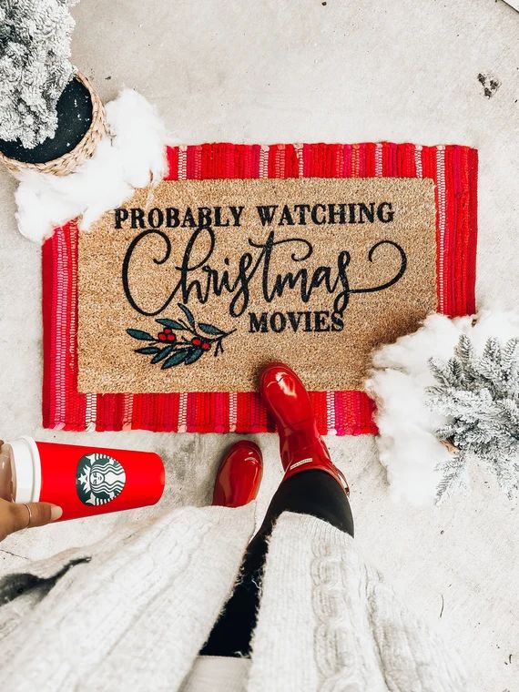 Probably Watching Christmas Movies Doormat Bloom Into | Etsy | Etsy (US)