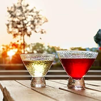 Lysenn Iridescent Stemless Martini Glasses Set of 2 - Premium Hammered Cocktail Glasses for Weddi... | Amazon (US)