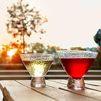 Lysenn Iridescent Stemless Martini Glasses Set of 2 - Premium Hammered Cocktail Glasses for Weddi... | Amazon (US)