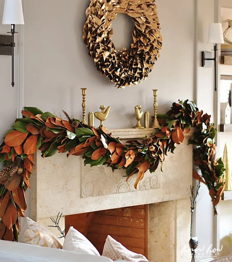 Fresh Magnolia Garland-Made to Order-Hand Picked Daily- FREE SHIPPING! | Etsy (US)