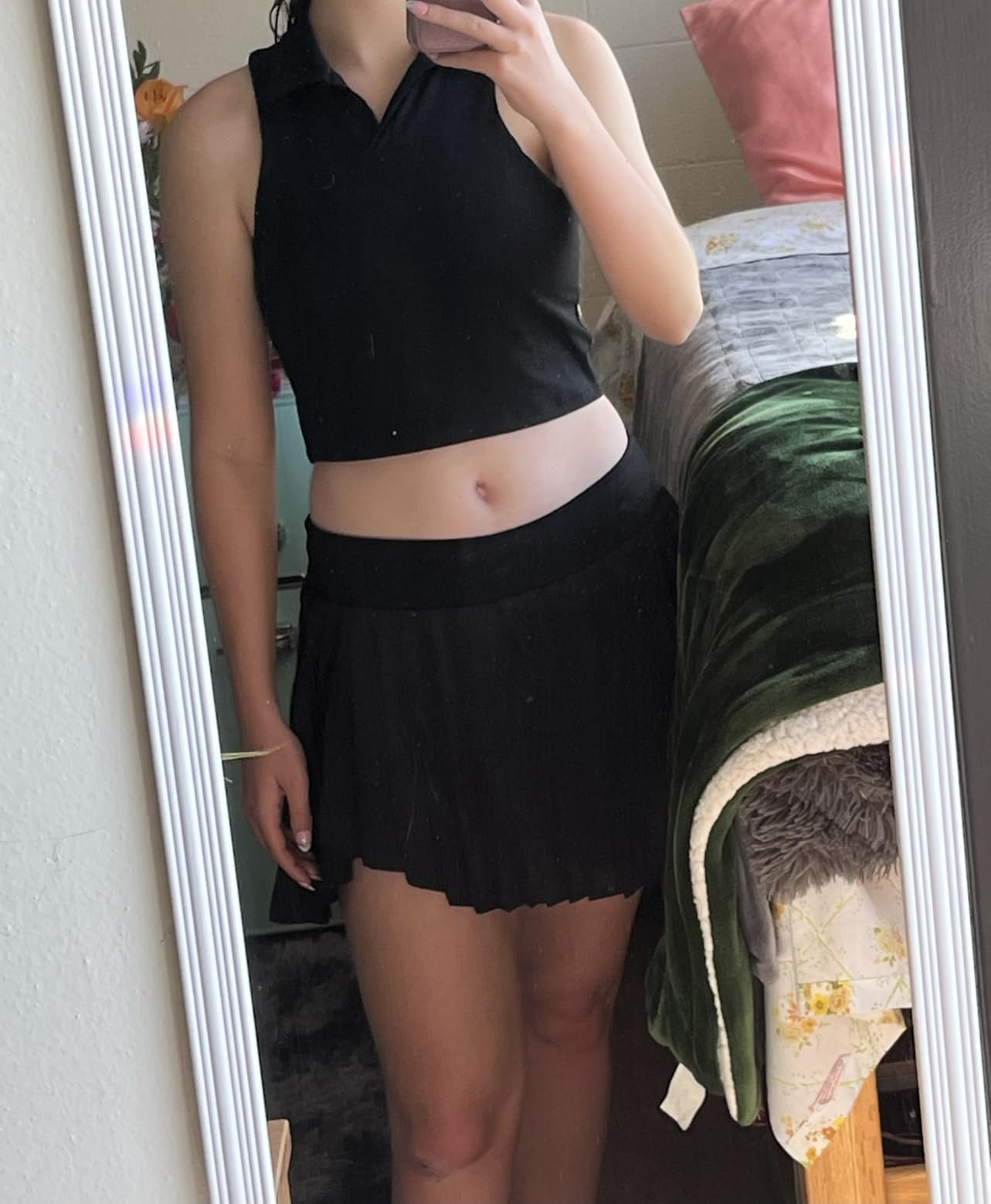 ABOCIW Two Piece Tennis Skirt Sets for Women Polo Neck Tank Top with Bra and Pleated Skort with P... | Amazon (US)