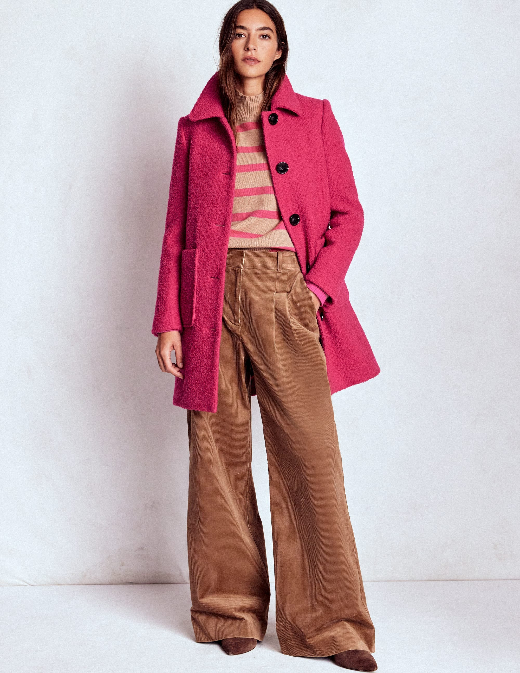 Carlisle Wool Coat-Vibrant Pink | Boden (US)