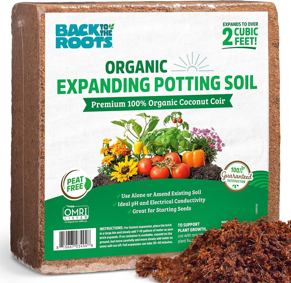Back to the Roots Organic Coco Coir Value Pack | 10lb Compressed Block Expands to 15 Gallons | Amazon (US)