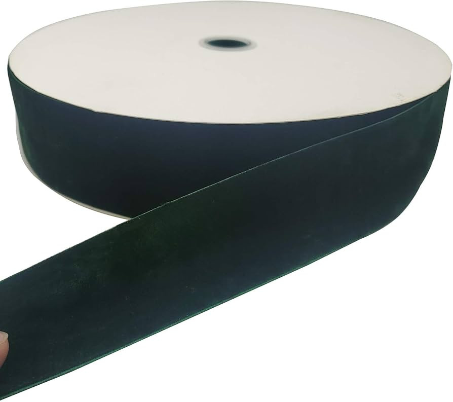 10 Yards Velvet Ribbon Spool (Dark Green, 2") | Amazon (US)