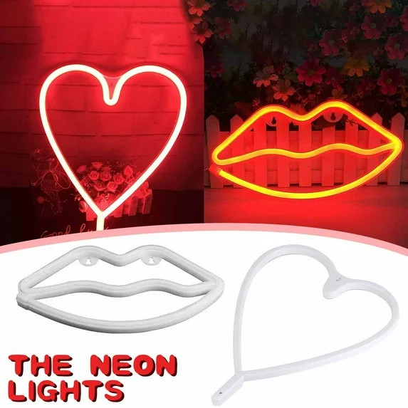 Apmemiss Clearance Lip Shaped Neon Signs Lips LED Neon Light Art Decorative Lights Wall Decor for... | Walmart (US)