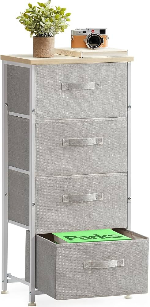 Pipishell Fabric Dresser with 4 Drawers, Tall Storage Tower with Sturdy Steel Frame，Dresser Org... | Amazon (US)