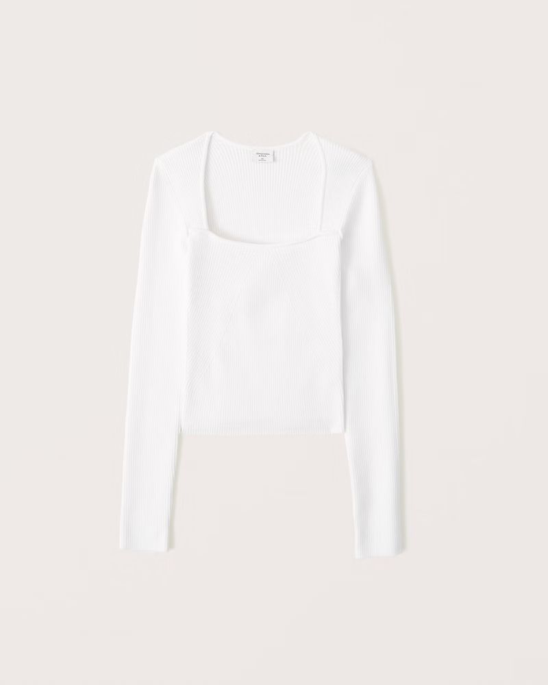 Slim Long-Sleeve Portrait Neck Top | Abercrombie & Fitch (US)