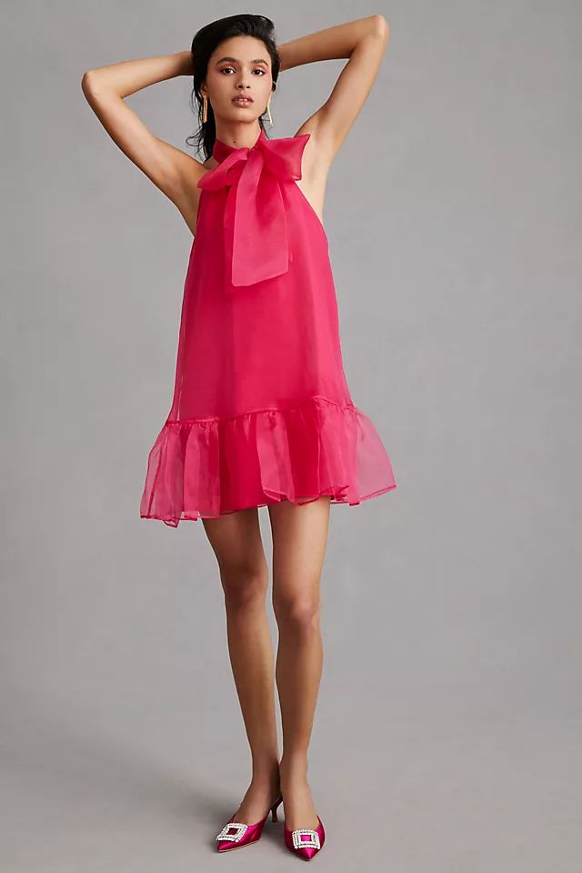 Maeve Organza Bow-Neck Mini Dress | Anthropologie (US)