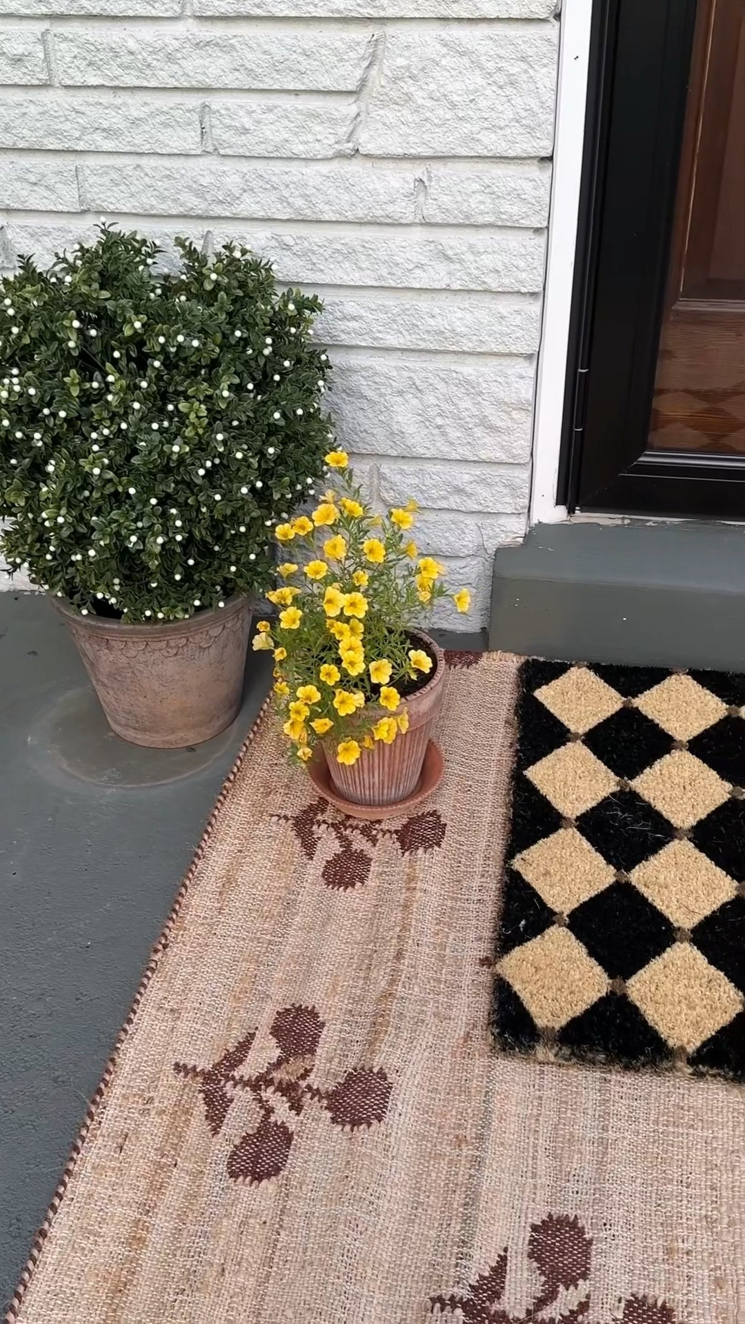 I REFUSED to do the “doormat on top of a rug” thing for YEARS, because it seemed like EVERYONE was doing the exact same thing. It also felt super farmhous-y to me. But then it finally hit me that the the patterns used make allllll the difference. So I chose mismatched eclectic patterns, opted for a hanging basket instead of a wreath, chose antique-style pottery and I couldn’t be happier with the aesthetic of this porch decor!

#porchdecor #frontporch #frontporchdecor #doorbasket #outdoordecor #homedecor #interiordesign #homeinspo #doorwreath #cottagecore #cottagecoreaesthetic #homedecorideas #homedecoration #cozy #cozyathome #outdoorfurniture


#LTKSeasonal #LTKVideo #LTKHome