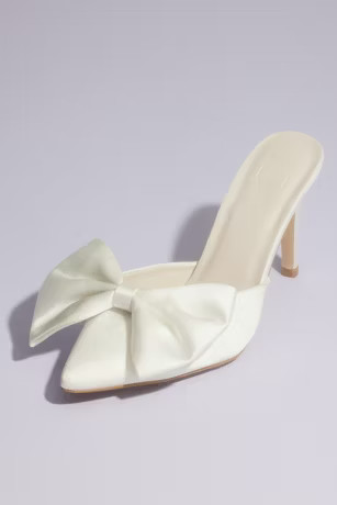 Big Bow Satin Mules | Davids Bridal