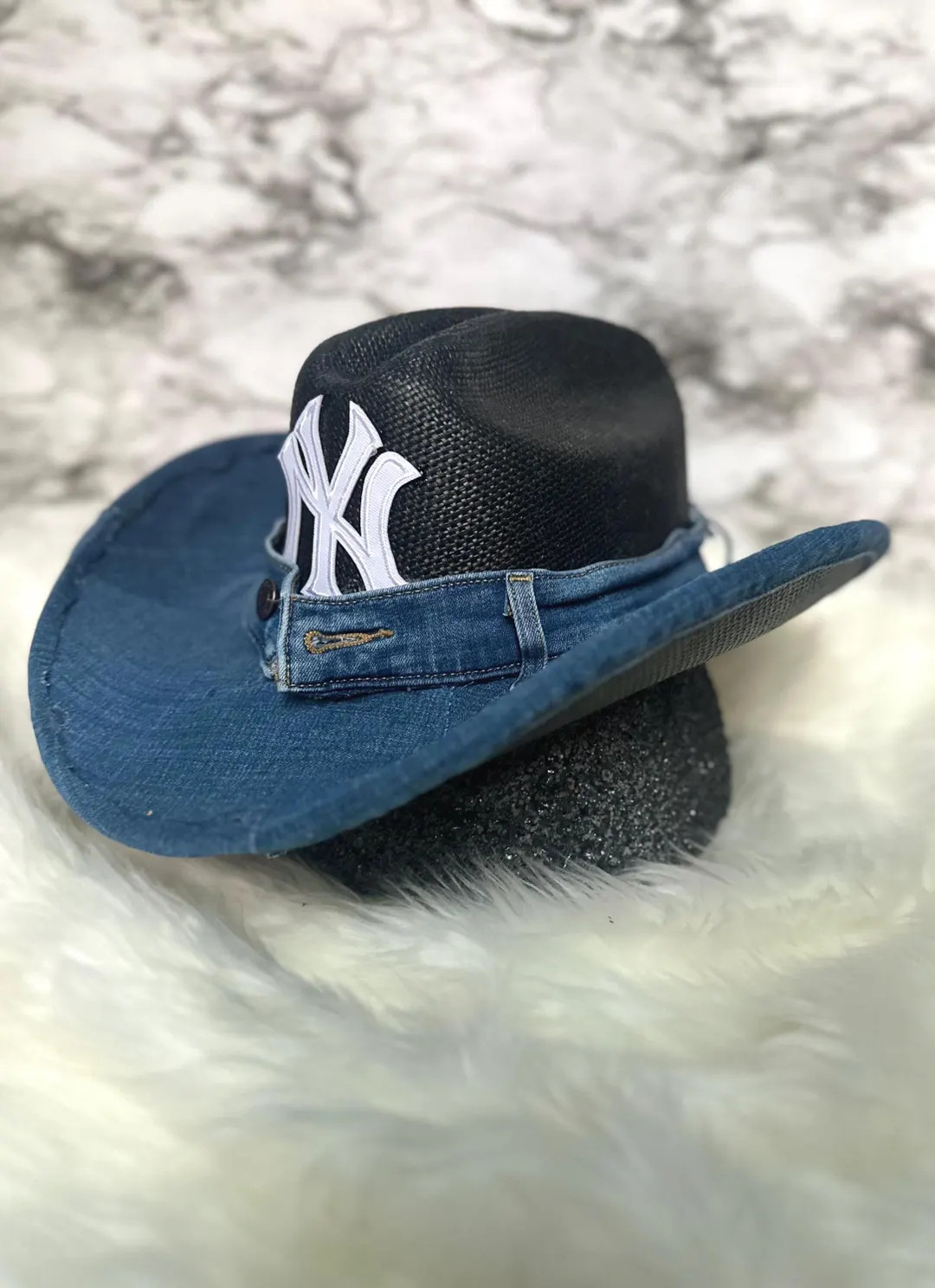 Black + Denim Contrast Cowboy Hat | Etsy (Global)