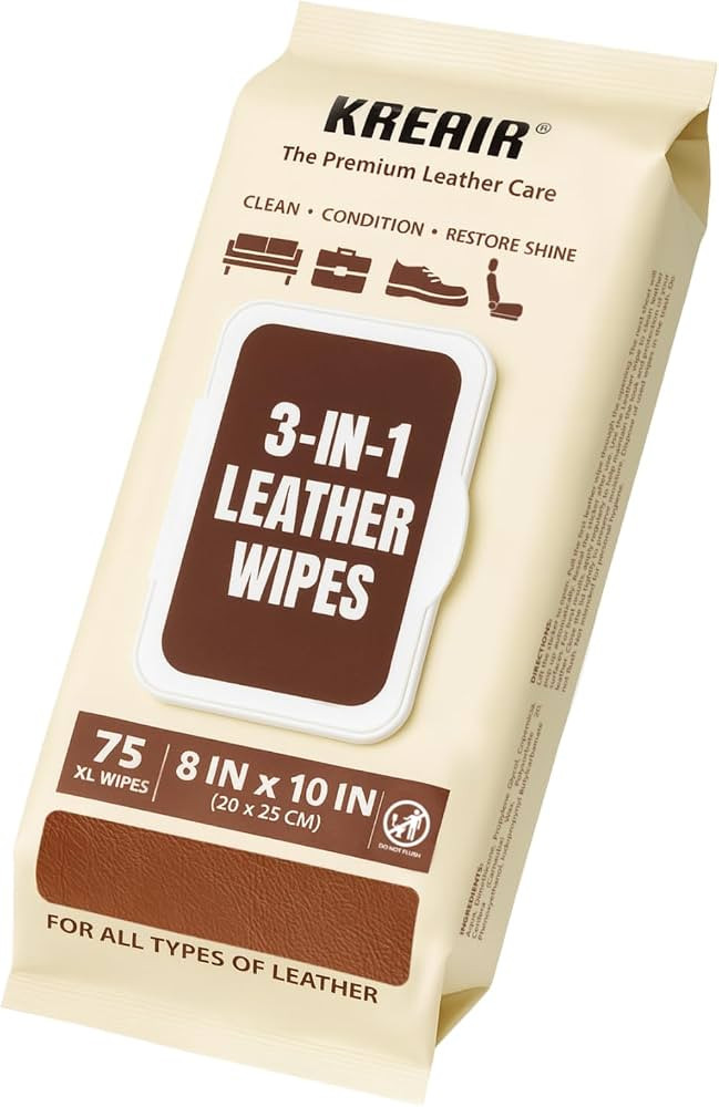 3in1 Leather Wipes 75 XL Count, Clean, Condition & Restore Shine, Extra-Large 8"x10" Wipes for Ca... | Amazon (US)