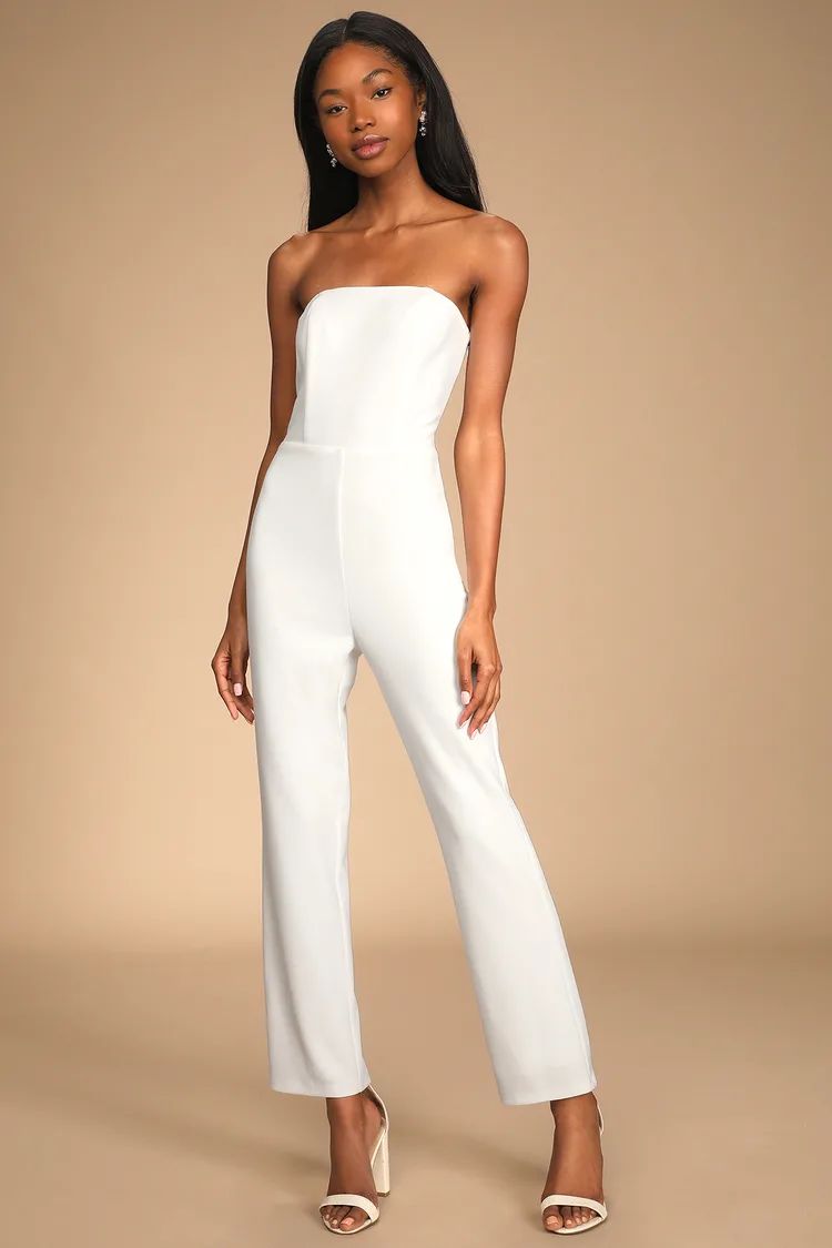 Special Evening White Strapless Cutout Straight Leg Jumpsuit | Lulus (US)