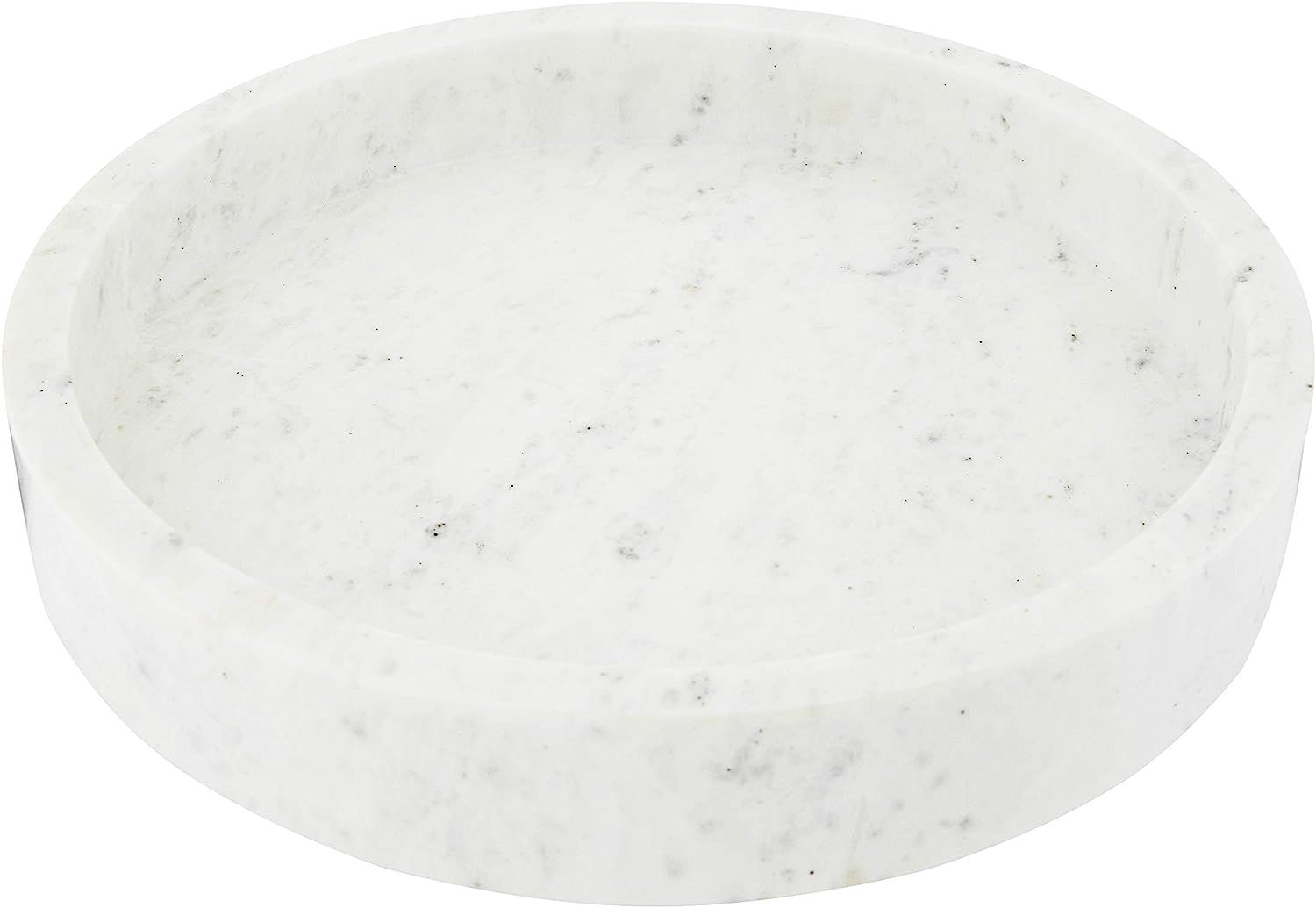 Creative Co-op DF2370 12" Round Marble Decorative Tray, White | Amazon (US)