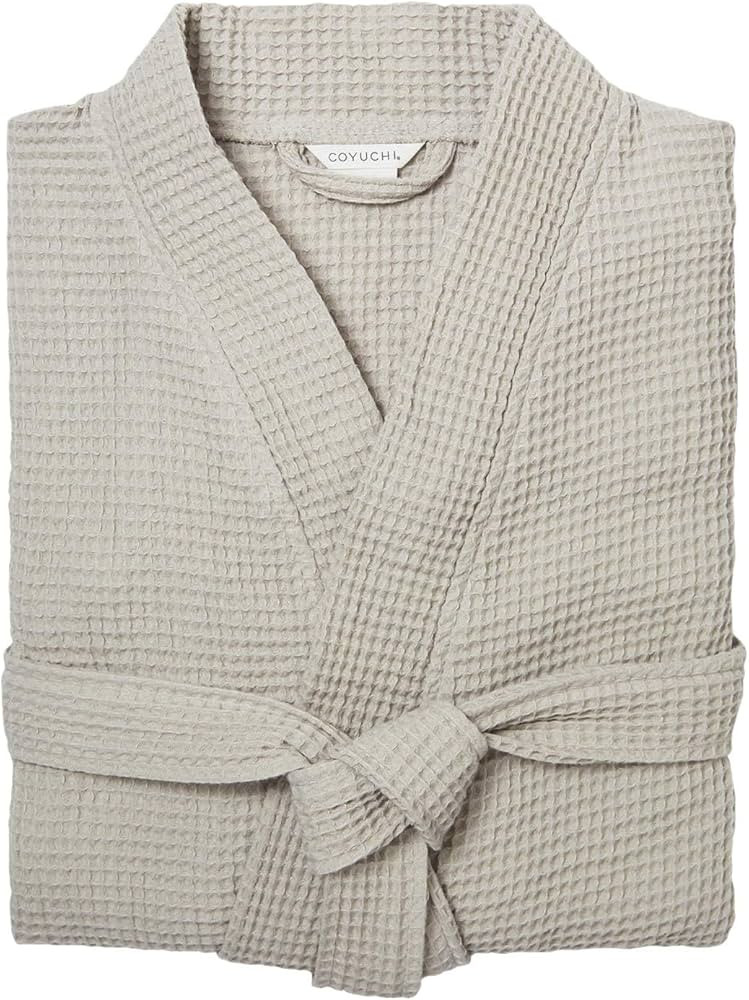 Coyuchi Unisex Organic Waffle Robe, Long Bathrobe, Cotton, Fog, (XS-S) | Amazon (US)
