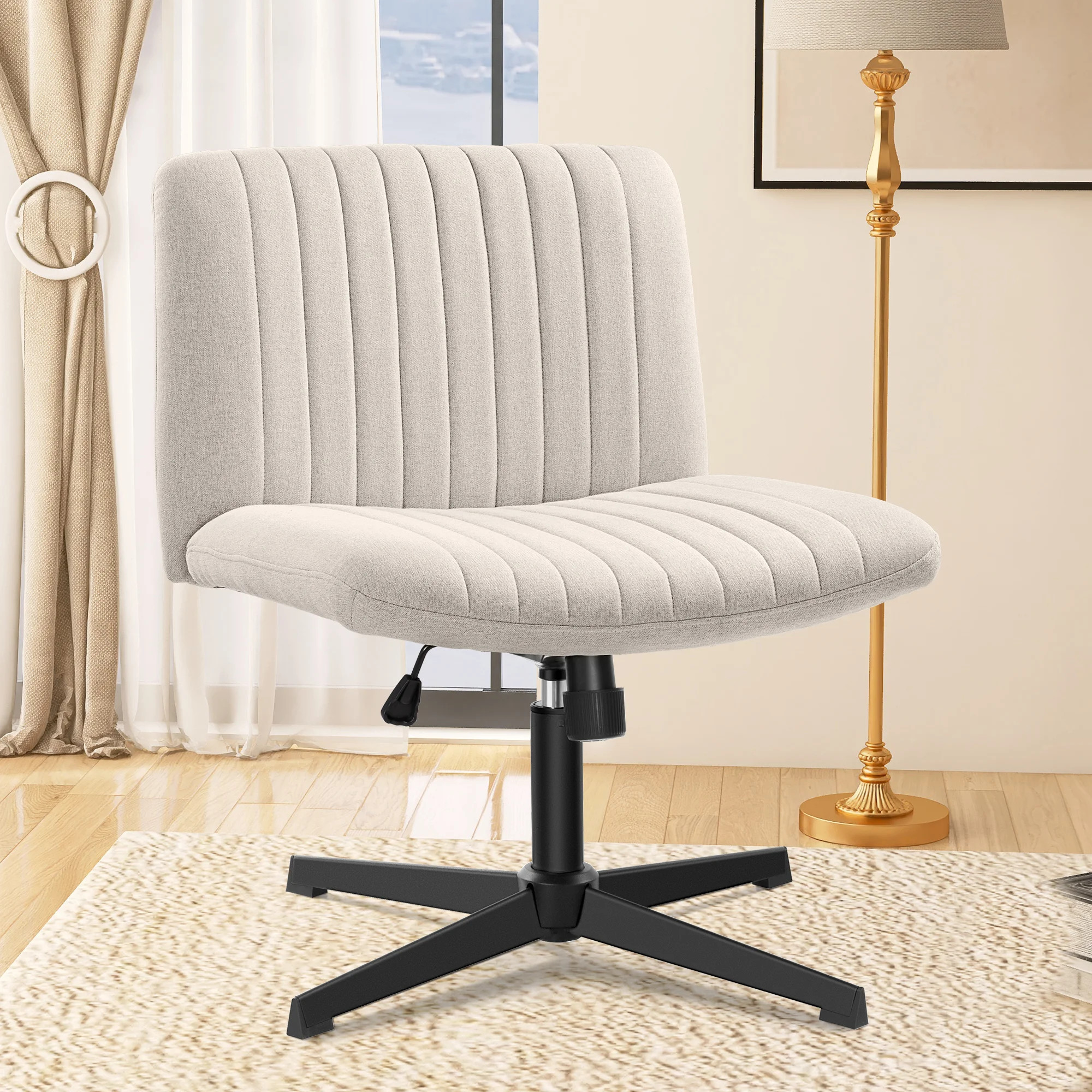 Huba Wide Seat Leisure Office Chair Cross Legs No Wheels | Wayfair North America