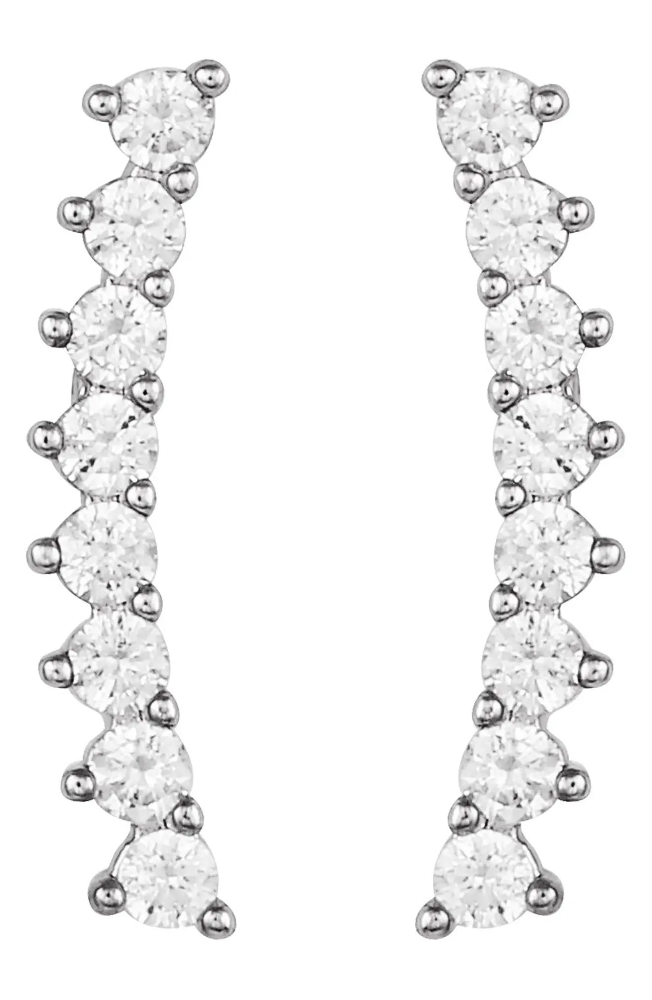 Vince Camuto Cubic Zirconia Ear Crawlers in Silver/Crystal at Nordstrom | Nordstrom