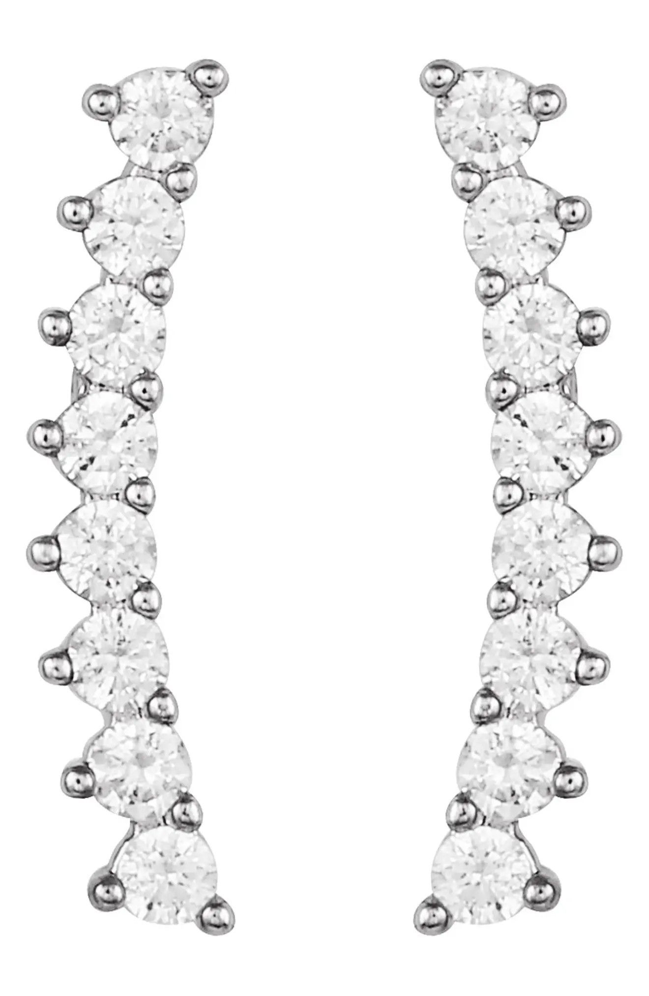 Vince Camuto Cubic Zirconia Ear Crawlers in Silver/Crystal at Nordstrom | Nordstrom
