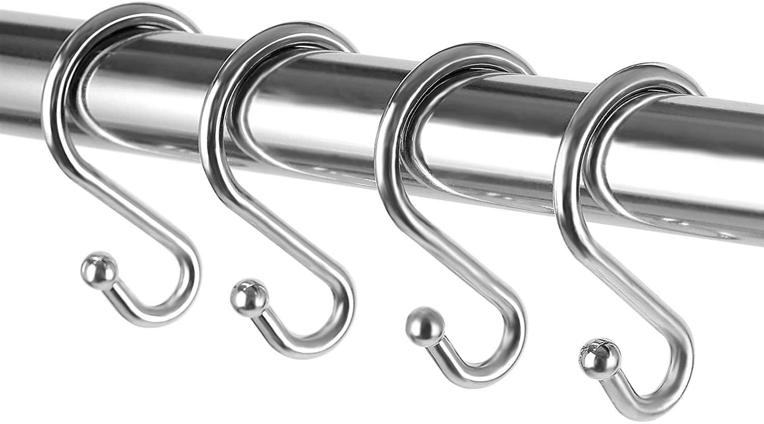 Metal Shower Curtain Hooks，Set of 12 Rings，Rust Resistant S Shaped Hooks Hangers for Shower C... | Amazon (US)