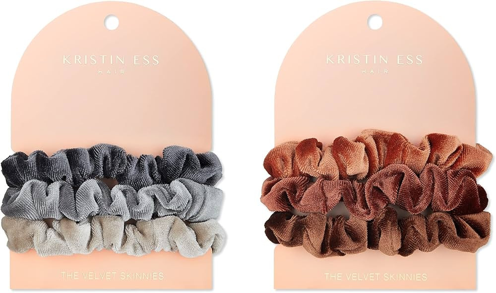 Kristin Ess Hair Velvet Skinnies Scrunchie Set for Women - No Crease Scrunchies + Gentle Hair Tie... | Amazon (US)