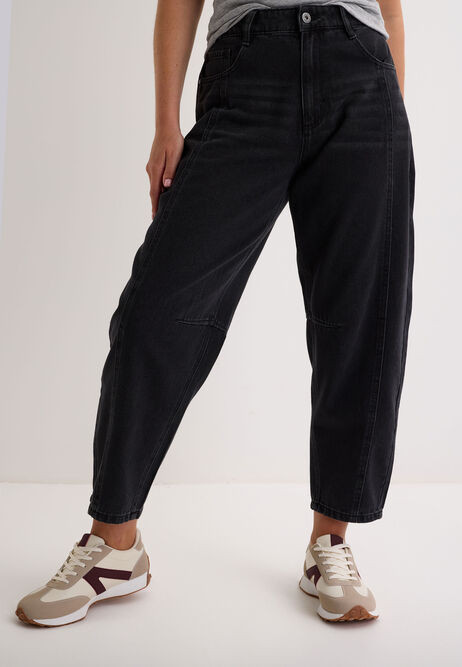 Womens Black Barrel Leg Jeans | Peacocks