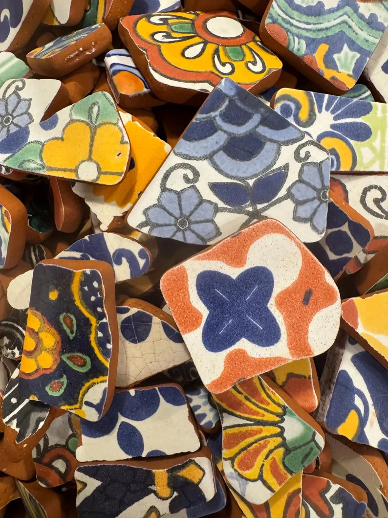 Tumbled Talavera Tile Pieces: Hand-cut Mexican Pottery for Mosaics (25 Pc) - Etsy | Etsy (US)