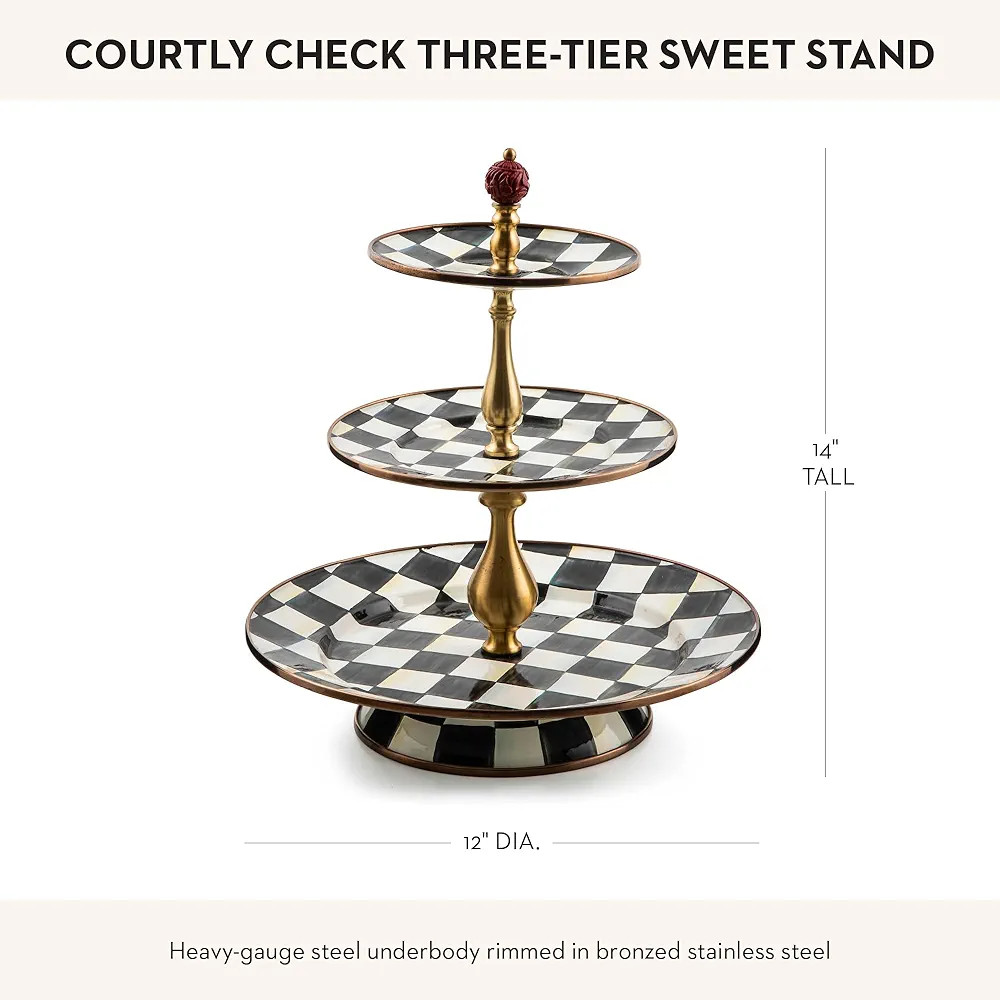 MACKENZIE-CHILDS Enamel Three-Tier Sweet Stand, Three-Tiered Serving-Tray Stand, Party Food Displ... | Amazon (US)