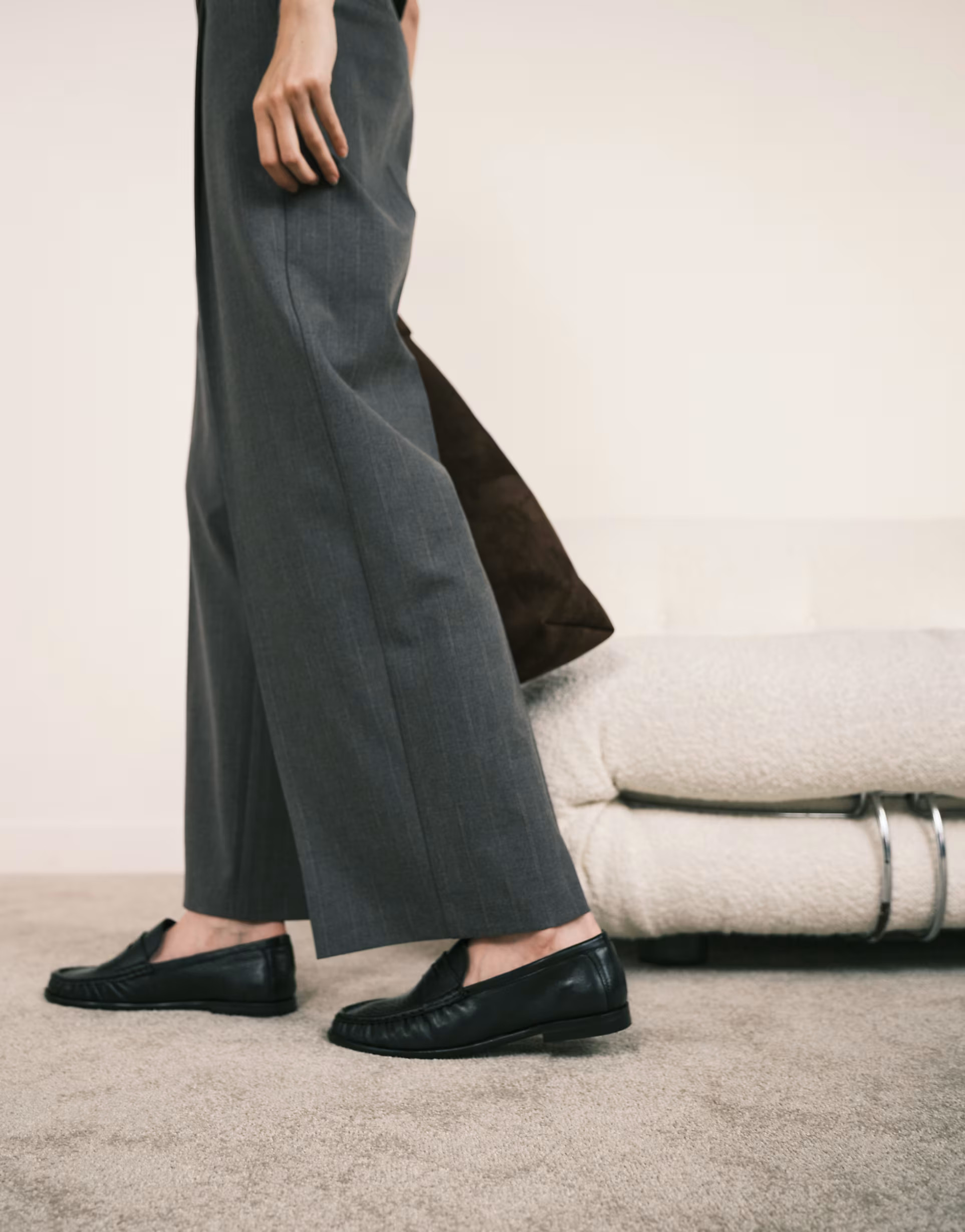 ASOS DESIGN Mayfair premium ruched loafers in  black leather | ASOS (Global)