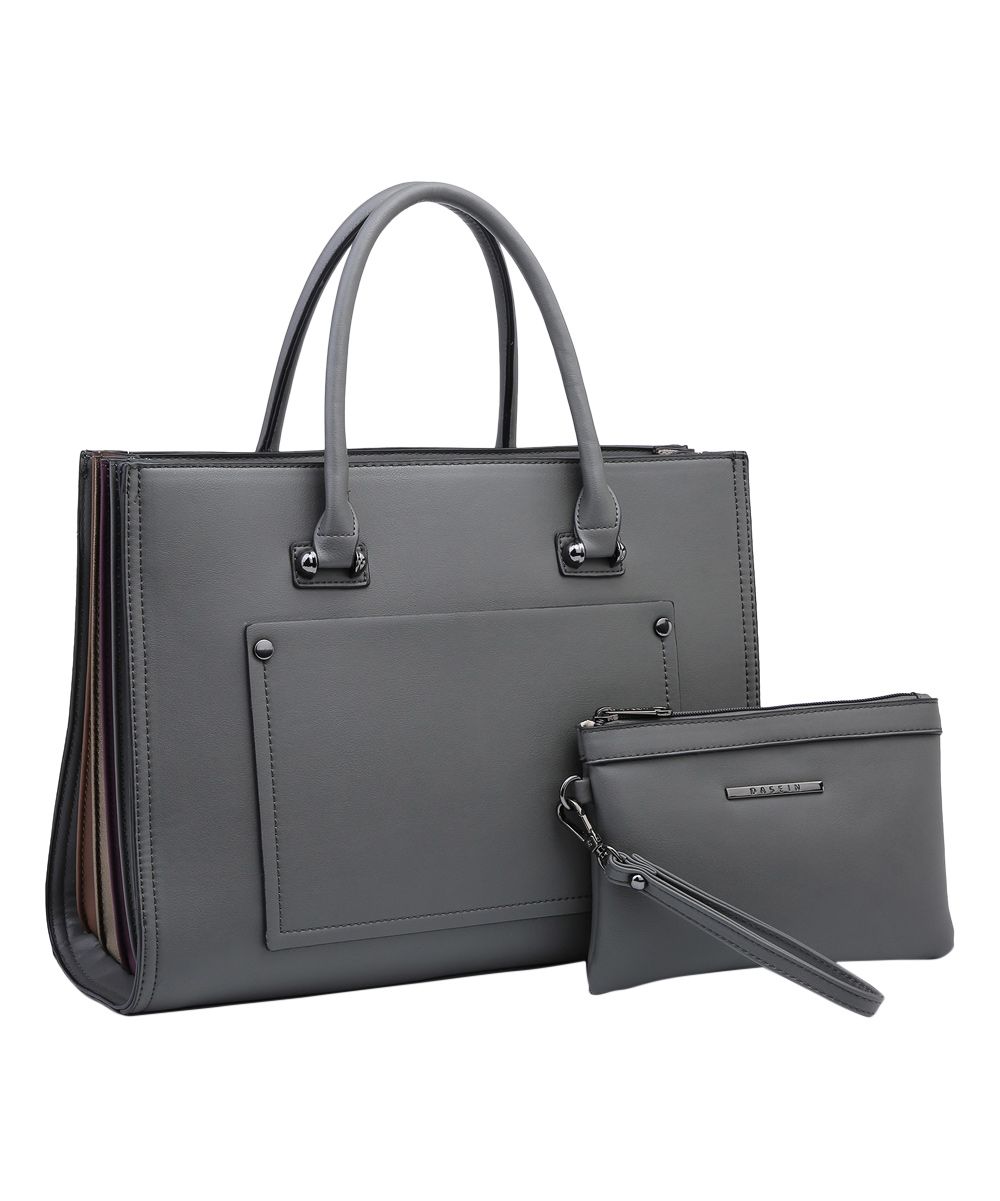 Dasein Women's Handbags Grey - Gray Briefcase Satchel & Wristlet | Zulily