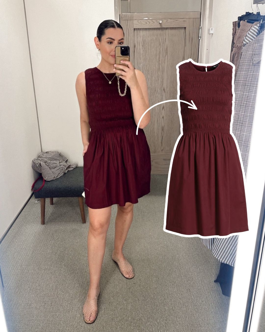I'm actually shocked that this Madewell Smocked dress is in full stock! I'm in the large and it fits perfectly true to size. The smocking is really flattering especially for those of us with rounder tops or bigger boobs!  

 