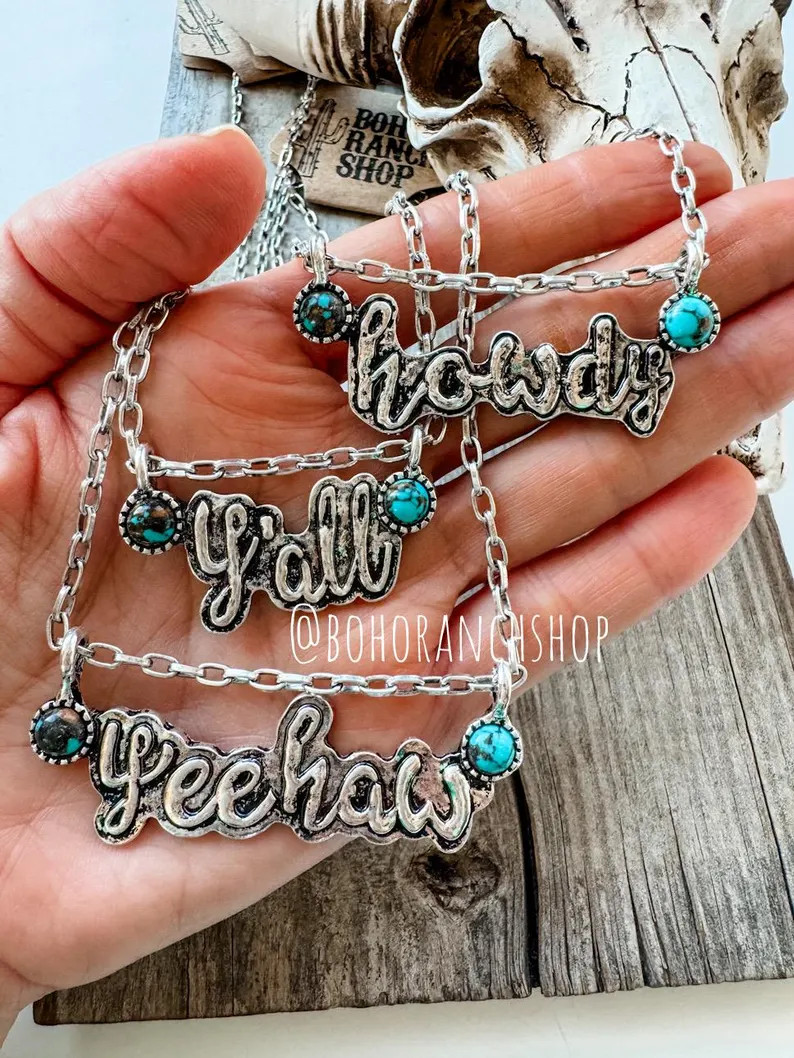HOWDY YALL YEEHAW Necklace Western Chain Necklace Accessories Jewelry Punchy Gift Idea - Etsy | Etsy (US)