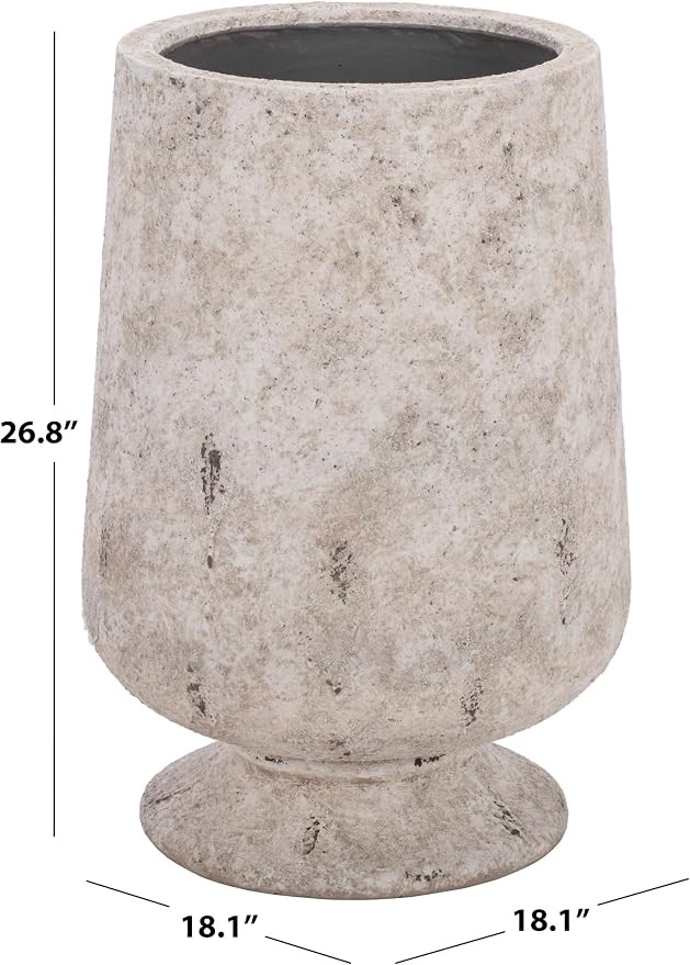 SAFAVIEH Outdoor - Stark Large Planter Pot with Drainage - Antique White Ficonstone Cement - Weat... | Amazon (US)
