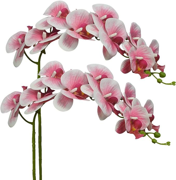 Amazon.com: W&W Artificial Orchids, Fake Faux Orchid Flower Stems, Pink and White, 38”, 2 pcs :... | Amazon (US)