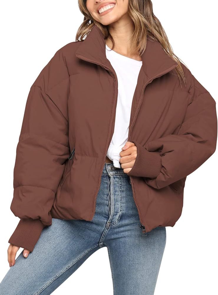 KYL Women's Winter Puffer Jacket Oversized Zip-Up Quilted Puffy Bubble Short Down Coat | Amazon (US)