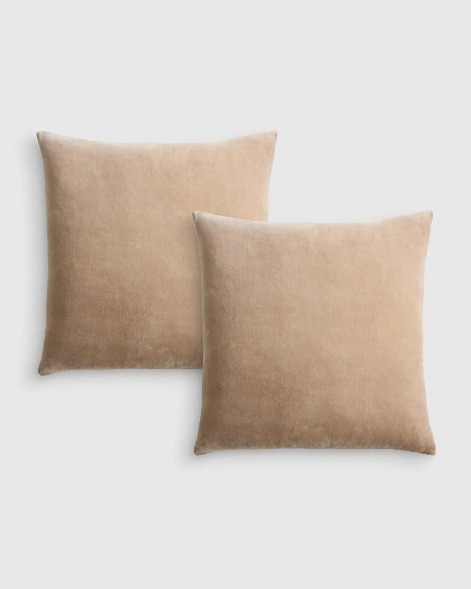 Cotton Velvet Pillow Cover - Set of 2 in Taupe | Quince