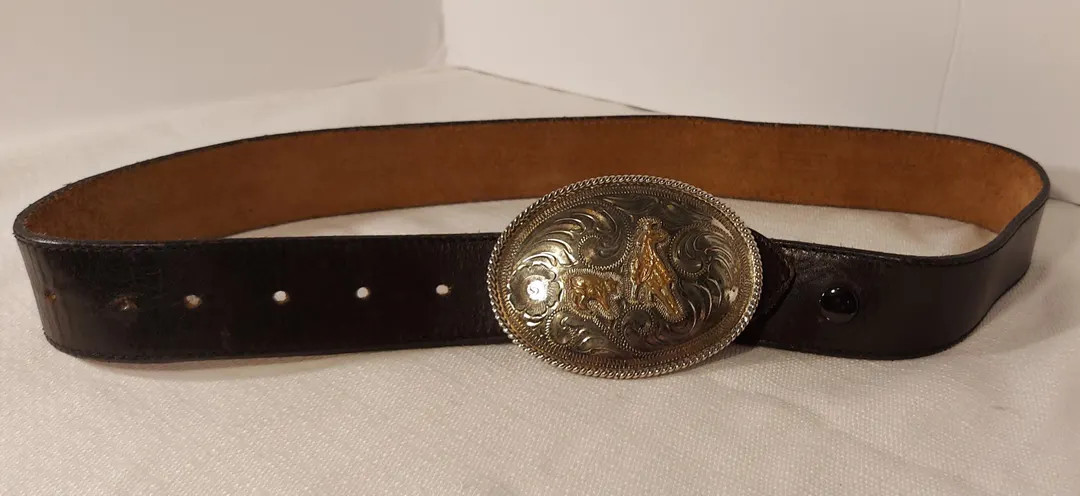 Vintage 80s Leather Cowboy Belt, Tex Tan Buckle (size 34") - Etsy | Etsy (US)