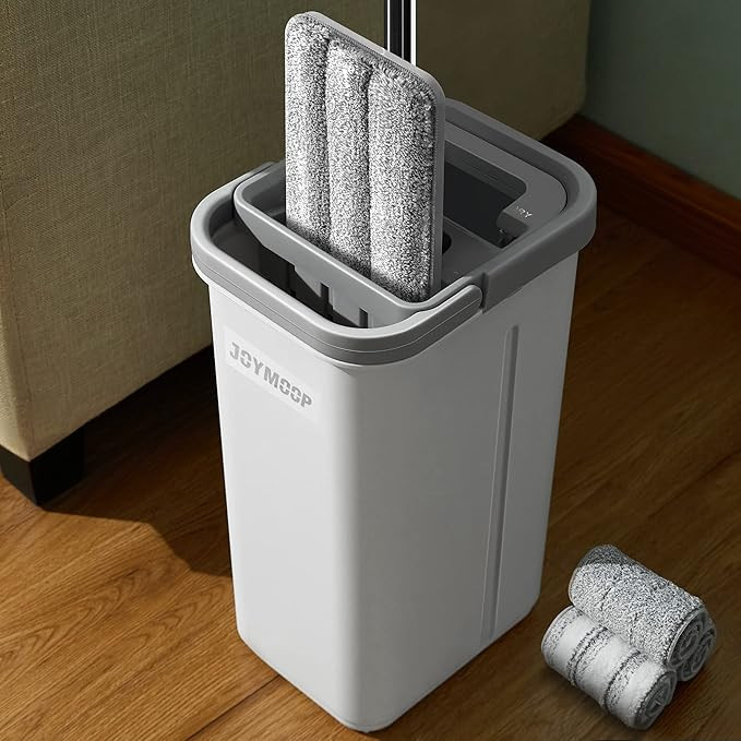 JOYMOOP Hands-Free Flat Floor Mop and Bucket Set with 3 Washable Microfiber Pads | Amazon (US)
