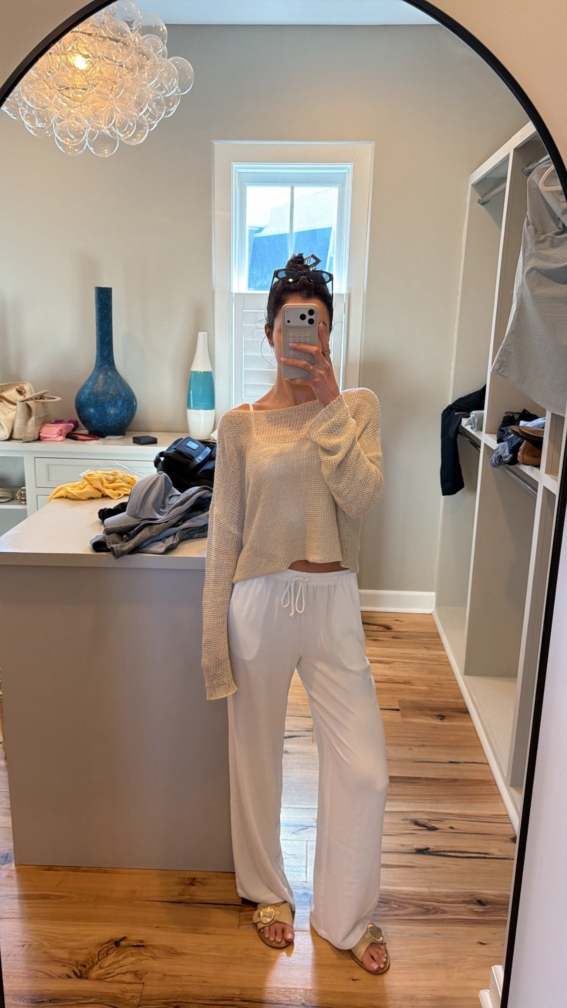 Outfit of the day for vacation. 
Bra free tank - XS 
Beach pants - small
Sweater - large 

#LTKootd #LTKSpringSale #LTKSeasonal