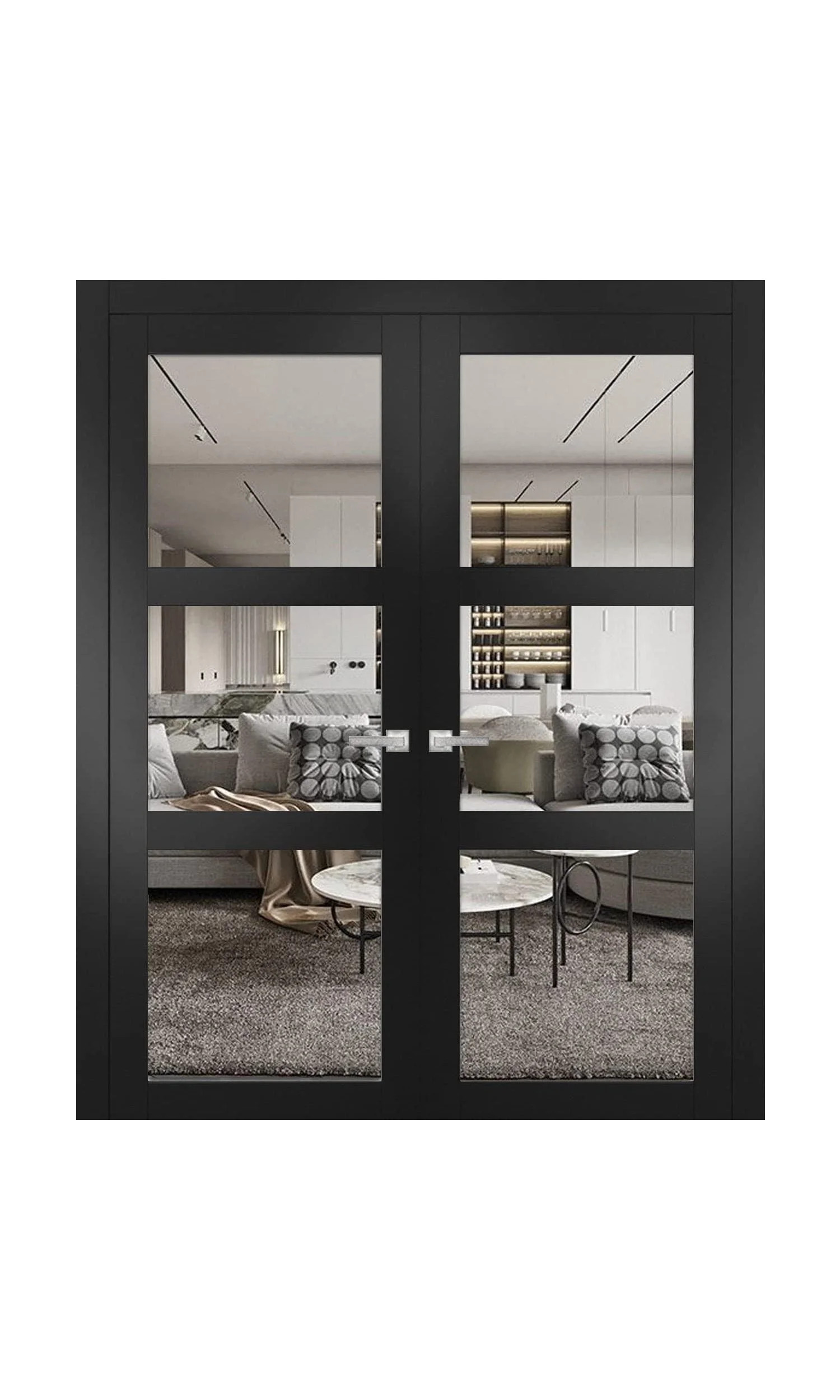 Lucia 2555 Matte Black, Solid French Double Doors with Clear Glass | Walmart (US)