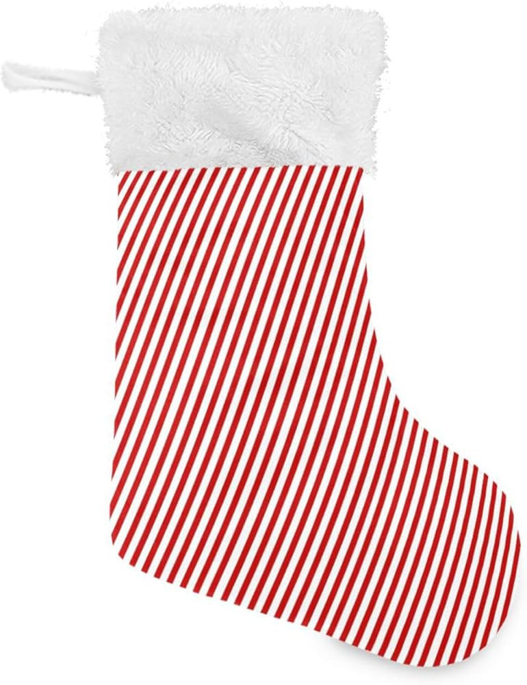 Red White Stripes Christmas Stockings 17.7 Inch Xmas Stockings Fireplace Hanging Ornament Large P... | Amazon (US)