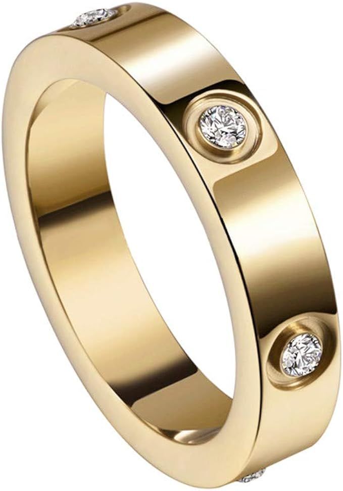 Love Friendship Ring 18K Gold Silver Rose Plated Cubic Zirconia Stainless Steel Promise Ring Wedd... | Amazon (US)
