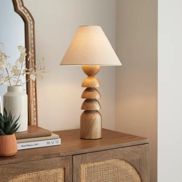 Juniper Stacked Wooden Table Lamp | Dunelm