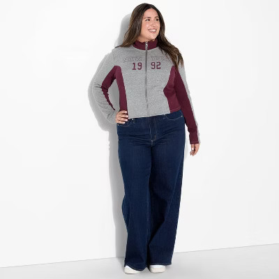 Women's Sporty Zip-Up Sweatshirt - Wild Fable™ Heathered Gray 2X | Target
