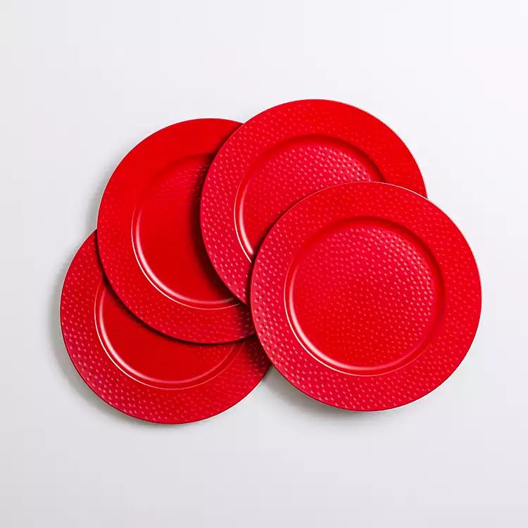 Red Dotted Chargers, Set of 4 | Kirkland's Home