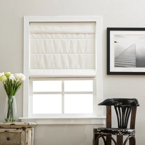 Arlo Blinds Ivory Blackout Cordless Fabric Roman Shade | Bed Bath & Beyond