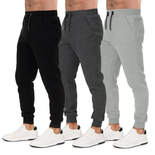 ALL IN SWEATS Men’s Sweatpants 3 Pack Joggers for Men - Athletic Sweatpants for Men with Pockets Workout Pants (Size XL, Black/Charcoal/Grey) | Amazon (US)
