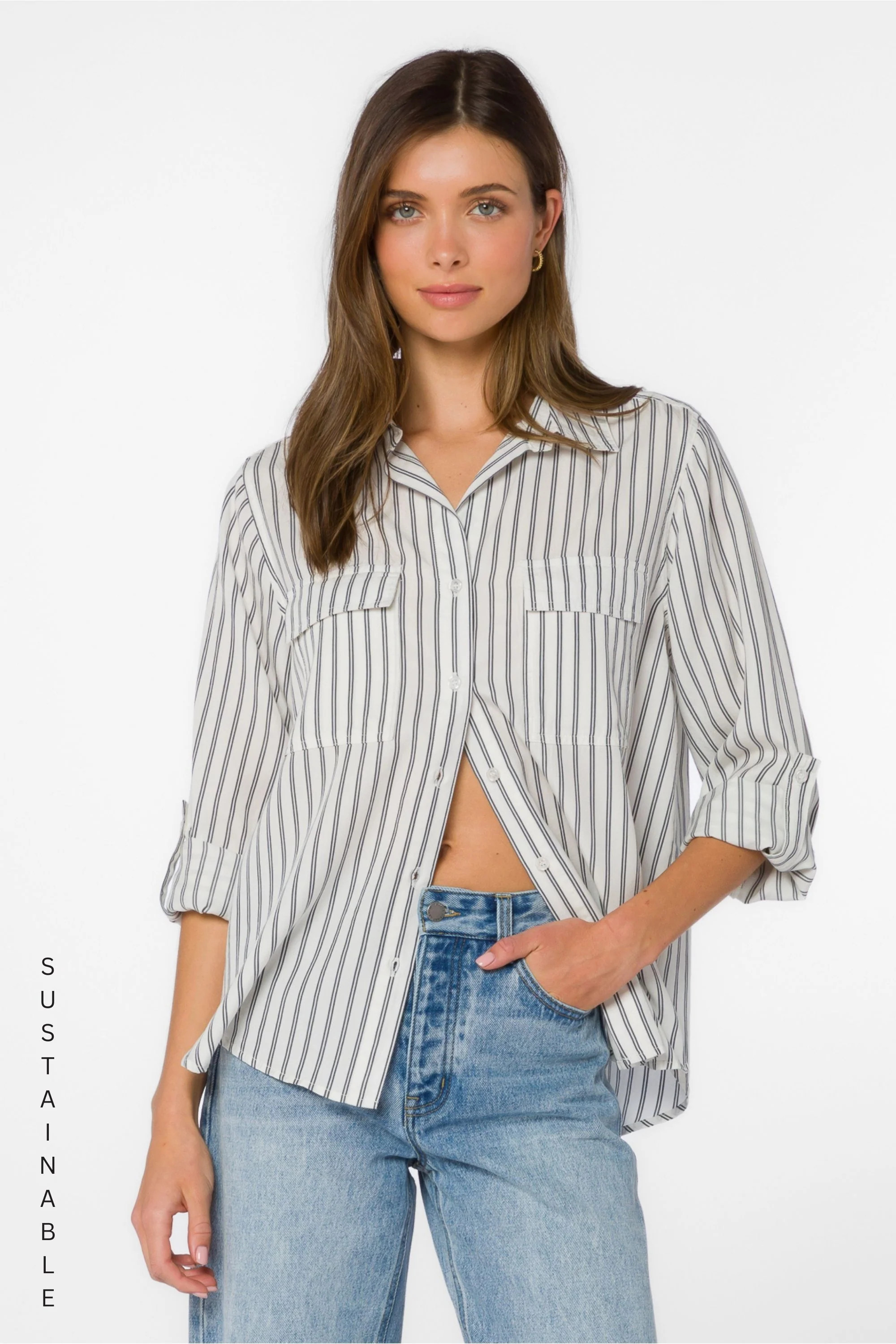 Talma Indigo Stripe Shirt | Velvet Heart Clothing