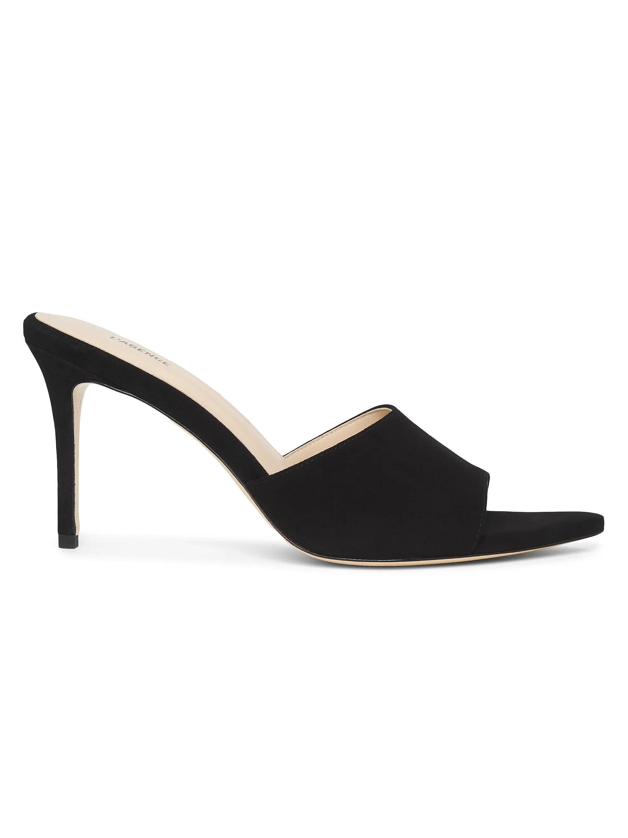 L'AGENCELolita V Denim & Suede Heeled Mules | Saks Fifth Avenue